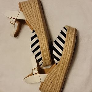 Tommy Hilfiger Nilsa Wedges Navy Blue & White 7.5 (NEW)